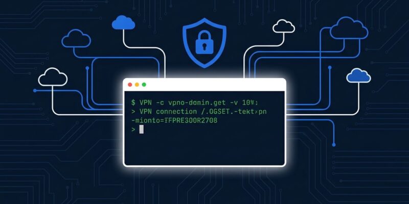 AWS VPN Client v6.0 CLI terminal with VPN connection command and shield icon
