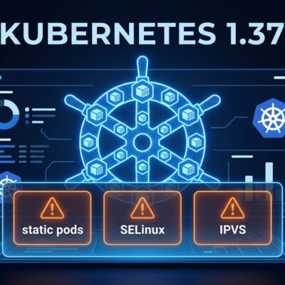 Kubernetes 1.37 release dashboard showing breaking changes for static pods, SELinuxMount, and IPVS deprecation