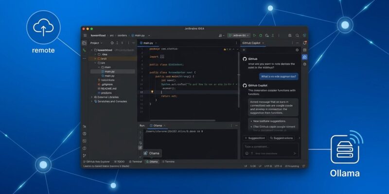 GitHub Copilot running Ollama local model in JetBrains IDE