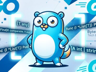 Go gopher mascot surrounded by generic method type parameter syntax — Go 1.27 release featuring generic methods, JSON v2, and post-quantum cryptography