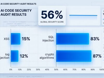 Data visualization showing AI code security pass rates by vulnerability category from the Veracode 2026 GenAI Code Security Report
