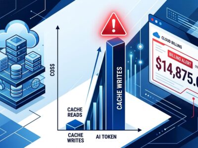 Data visualization showing AWS Bedrock cache-write token costs spiking dramatically compared to near-zero cache-read tokens, illustrating the Codex billing bug