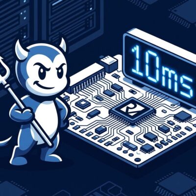 NetBSD 11.0 BSD daemon with RISC-V circuit board and 10ms boot timer display
