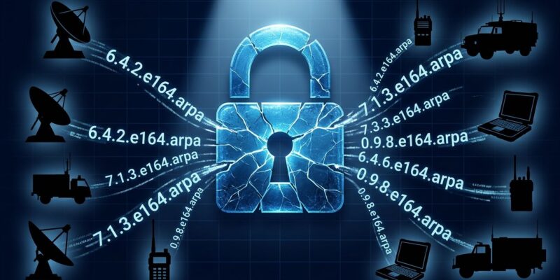 Expired DNS padlock with military phone call data streams representing DNS zone takeover vulnerability