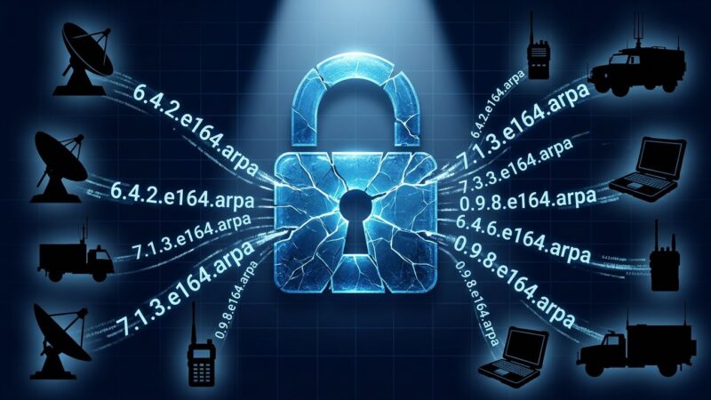 Expired DNS padlock with military phone call data streams representing DNS zone takeover vulnerability