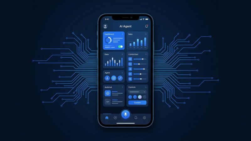 Qwen-UI-Agent Alibaba GUI agent mobile control interface showing AI agent dashboard on smartphone