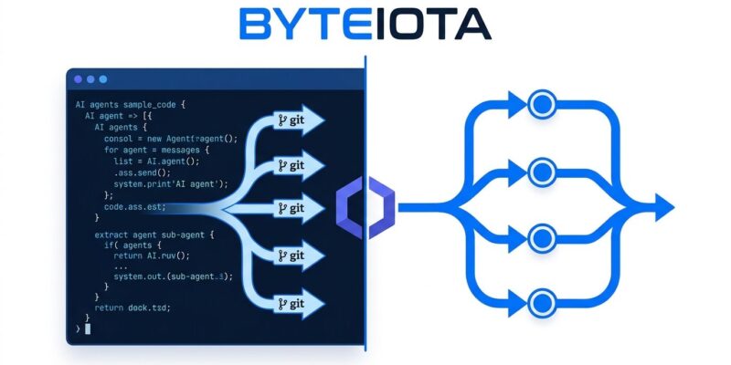 Meta Muse Code terminal AI coding agent showing parallel git worktree architecture with sub-agents