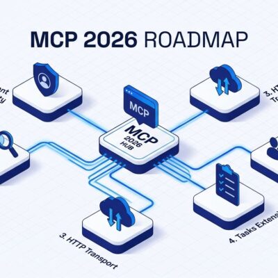 MCP 2026 roadmap diagram showing five priority areas for Model Context Protocol evolution including agent identity and progressive discovery
