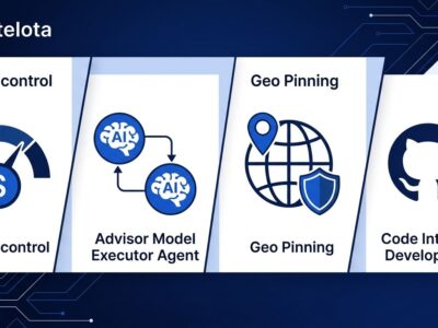 Claude Managed Agents developer controls showing budget gauge, advisor AI nodes, geo pinning globe, and GitHub skills