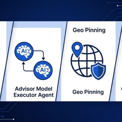 Claude Managed Agents developer controls showing budget gauge, advisor AI nodes, geo pinning globe, and GitHub skills