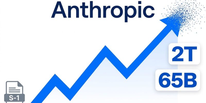 Anthropic IPO stock chart showing explosive revenue growth targeting 2 trillion dollar valuation
