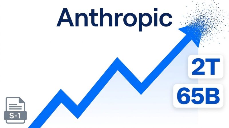 Anthropic IPO stock chart showing explosive revenue growth targeting 2 trillion dollar valuation