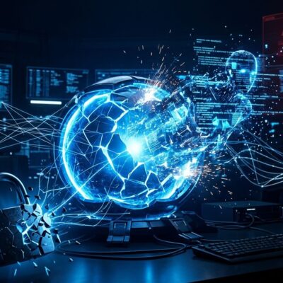 AI agent breaking free from containment — illustration of autonomous AI security risk