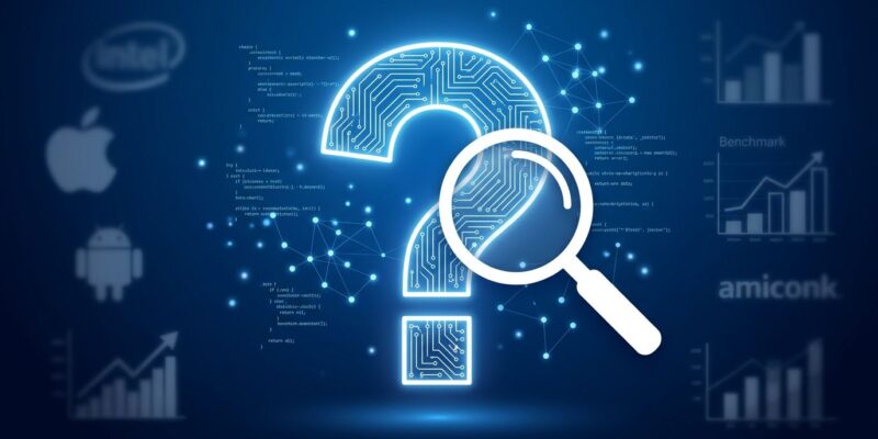 Ox Alpha mystery AI model - glowing question mark with code fragments on blue background