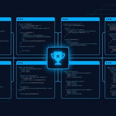 Eight parallel AI coding agent terminal windows in a grid representing Grok Build Arena Mode