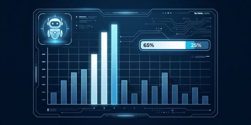 Dashboard visualization showing AI agent reliability gap - pass@1 vs pass@20 benchmark results from Microsoft ThinkingBox