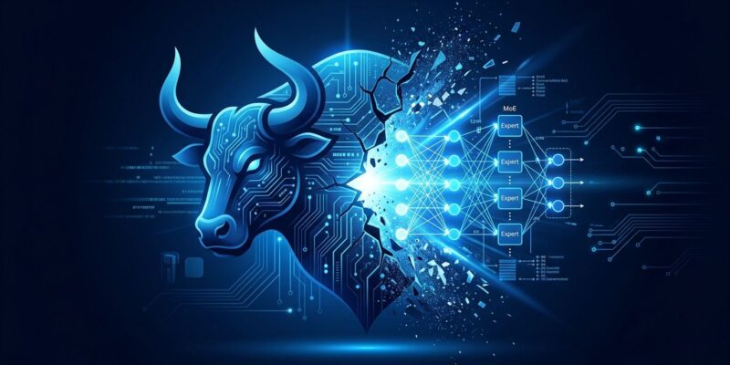 Stylized ox silhouette cracking open to reveal GLM-5.3-Flash neural network architecture, representing the Ox Alpha identity reveal