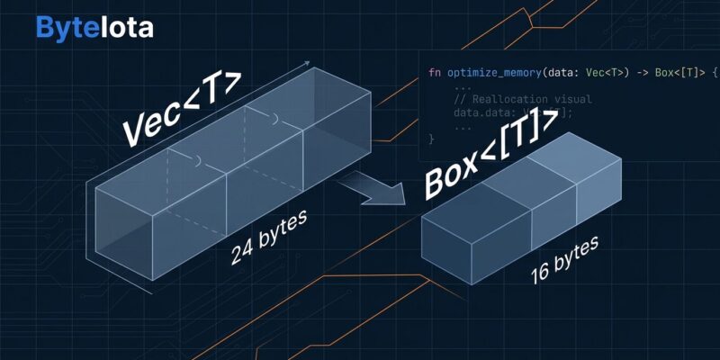 Rust memory optimization blocks diagram showing Vec versus Box struct layout