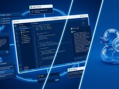 VS Code 1.135 editor interface showing agent sessions panel and Rubber Duck AI reviewer with cross-app session continuity