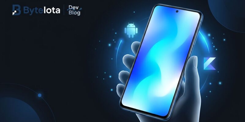 Jetpack Compose 1.12 MeshGradientPainter on Android device showing fluid blue and cyan mesh gradient UI