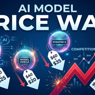 Chart showing AI model API prices falling with DeepSeek arrow going up, representing the August 2026 price war