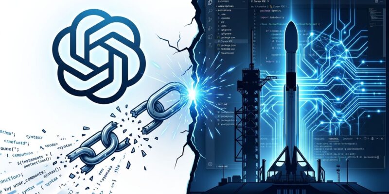 OpenAI and SpaceX Cursor partnership split visualization - developer tool impact