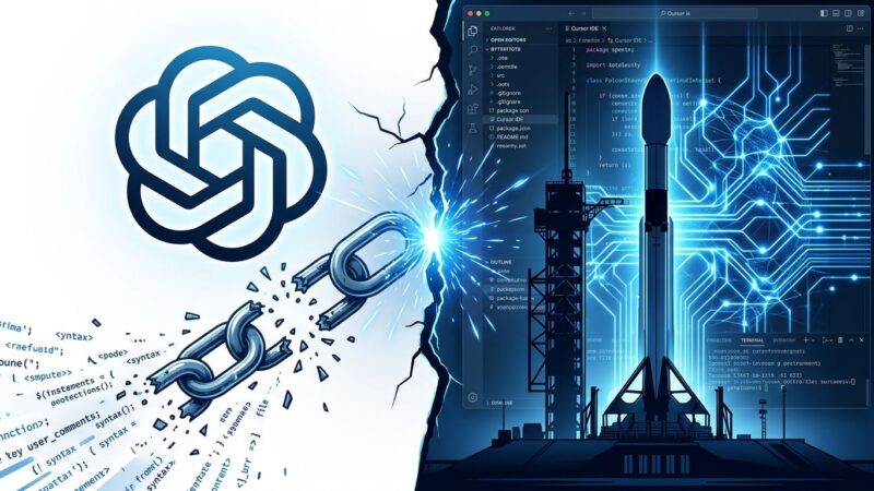 OpenAI and SpaceX Cursor partnership split visualization - developer tool impact