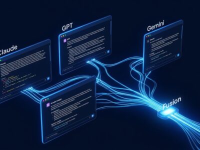 OpenChamber agentic dev environment showing multiple AI model sessions running in parallel with Fusion merging results