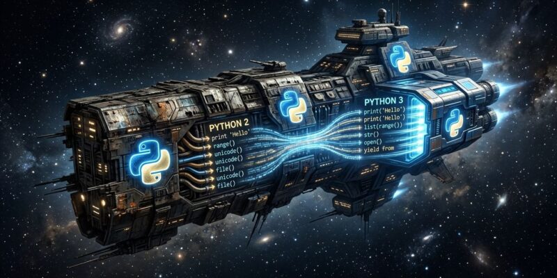 EVE Online spaceship with Python code migration visualization