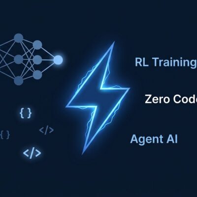 Microsoft Agent Lightning v1.0 featured image showing AI agent training with reinforcement learning concept