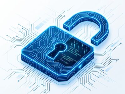 Claude Code restricted mode flag showing locked agent with circuit board security design