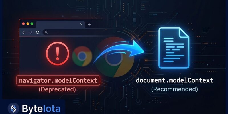 Chrome 150 deprecation of navigator.modelContext in favor of document.modelContext for WebMCP AI agent tools