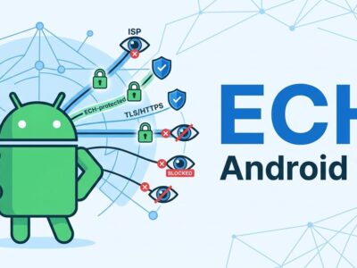 Android 17 Encrypted Client Hello ECH network privacy diagram showing encrypted TLS connections