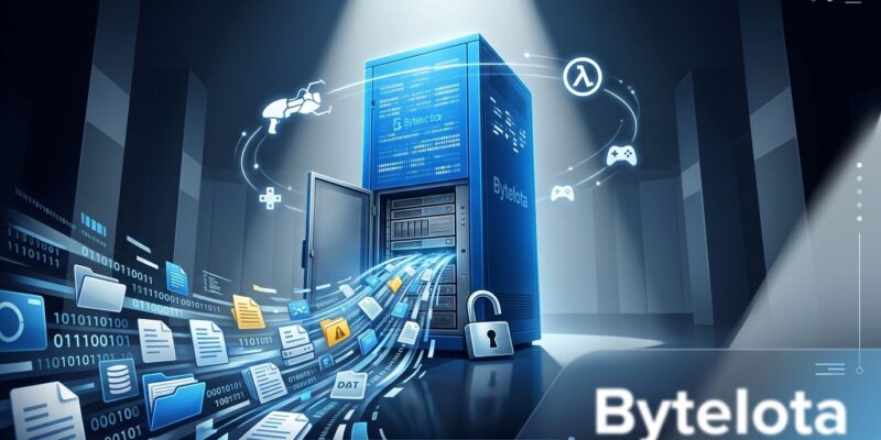 Server tower with open door and data streams flowing out, representing Valve's 12TB Steam teraleak from an unauthenticated public endpoint