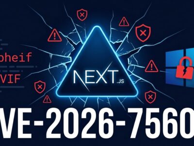 Next.js logo with security warning symbols representing the two critical RCE vulnerabilities disclosed in August 2026