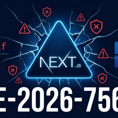 Next.js logo with security warning symbols representing the two critical RCE vulnerabilities disclosed in August 2026