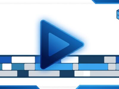 OpenShot 4.0 release — Qt6 timeline with ONNX local AI masking icon, blue and white tech blog aesthetic