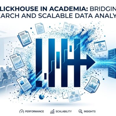 ClickHouse Labs logo with academic and server imagery representing Andy Pavlo joining ClickHouse as VP of Database Research