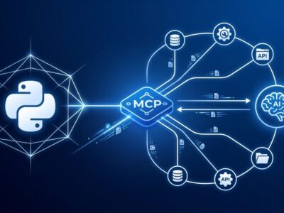 Python MCP server diagram showing tool connections and data flow between AI agent and external services