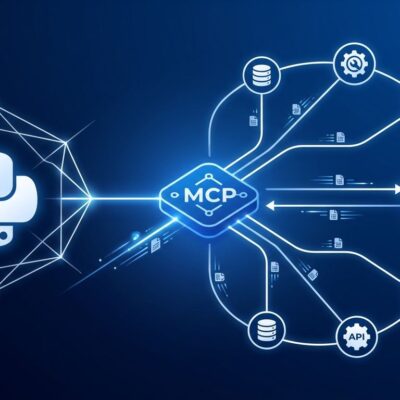 Python MCP server diagram showing tool connections and data flow between AI agent and external services