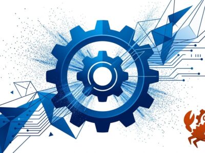 Servo gear logo combined with Rust ferris crab symbol representing the Servo 0.4 browser engine release