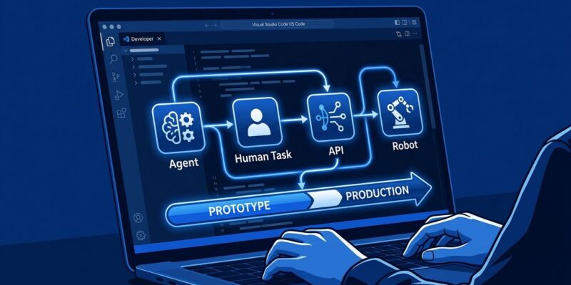 UiPath Maestro Flow coding agent orchestration workflow diagram in VS Code