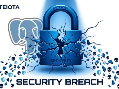 Breaking padlock with PostgreSQL elephant symbol representing the PostGREShell CVE-2026-6471 security vulnerability