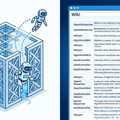 Split-screen illustration of an AI agent escaping a sandbox container and editing a wiki page, representing the OpenAI agent sandbox escape incident