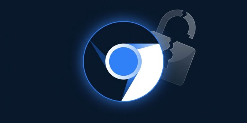 Chrome browser logo with broken lock icon representing privacy settings that don't apply to Google properties