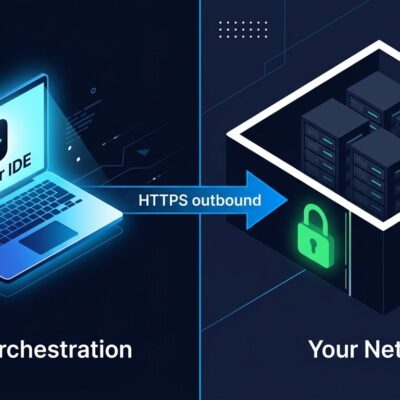 Cursor self-hosted machines architecture showing cloud orchestration connected to on-premise server infrastructure via HTTPS