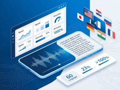 Microsoft MAI-Transcribe-2 speech recognition model dashboard showing audio waveforms and multilingual transcription