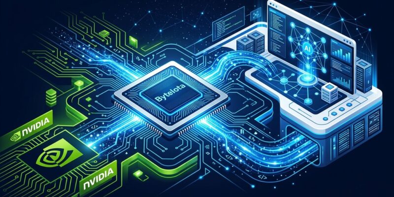 Nvidia acquiring Hugging Face: GPU chip merging with AI model hub data streams on dark blue background