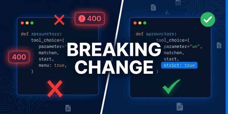 Python code showing Claude Fable 5.1 tool_choice breaking change with 400 error fix