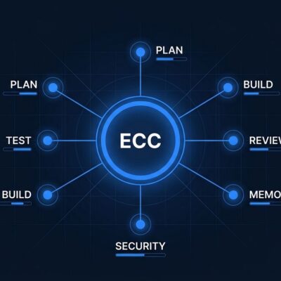 ECC agent harness architecture diagram showing the plan-test-build-review-memory-security workflow for Claude Code